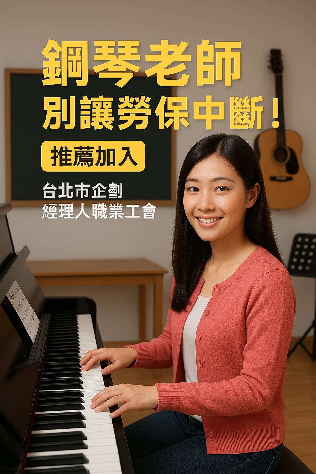 鋼琴老師的勞保，不能再中斷了！